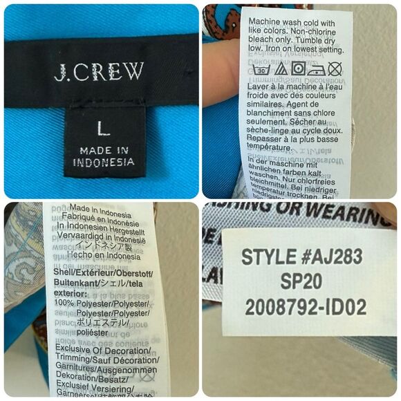 J.Crew Drapey Button-Up Shirt in Blue Paisley Print | Large - Picture 8 of 8